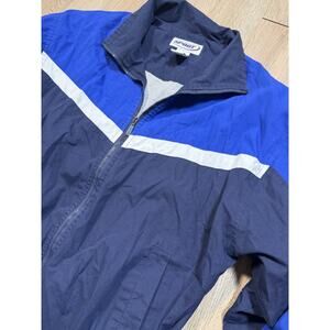 Mens Vintage Size Small RoundTree&York SPORT Multi Color Blue Windbreaker Jacket